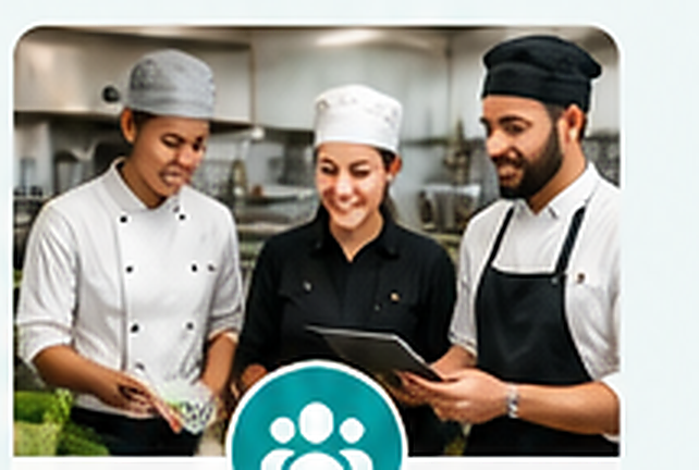Food-service team discussing food-safety procedures